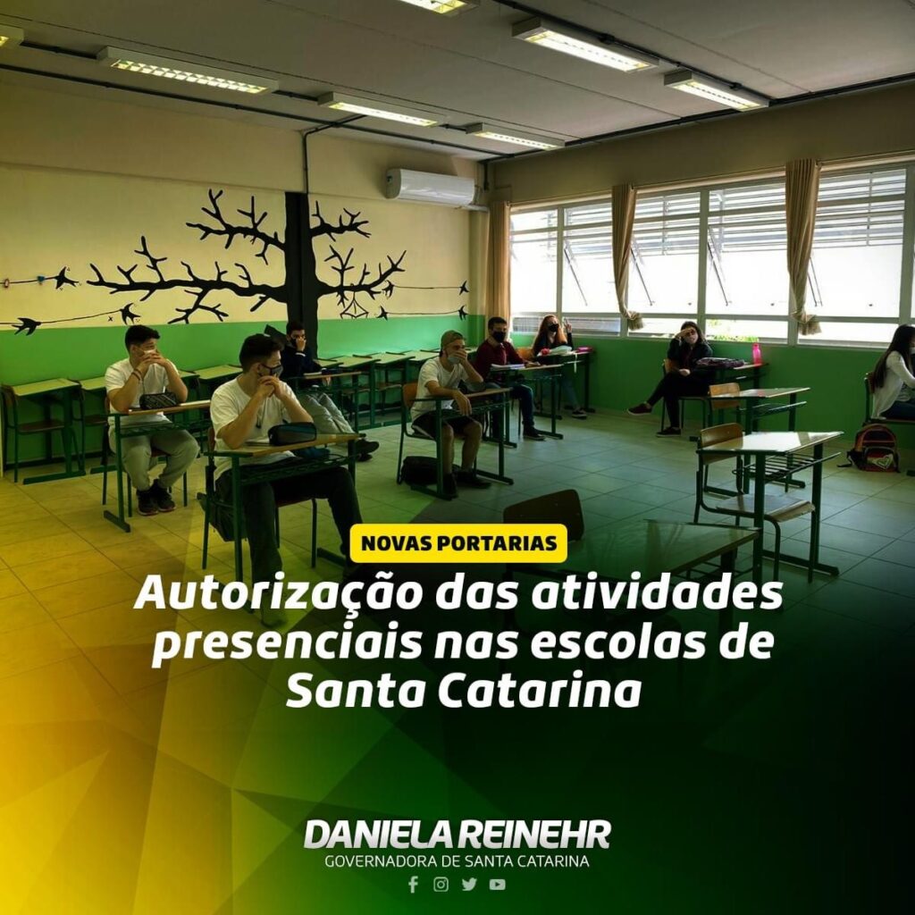 Governadora de SC Daniela Reinehr pede em caráter extraordinário a publicação de novas portarias autorizando aulas presenciais