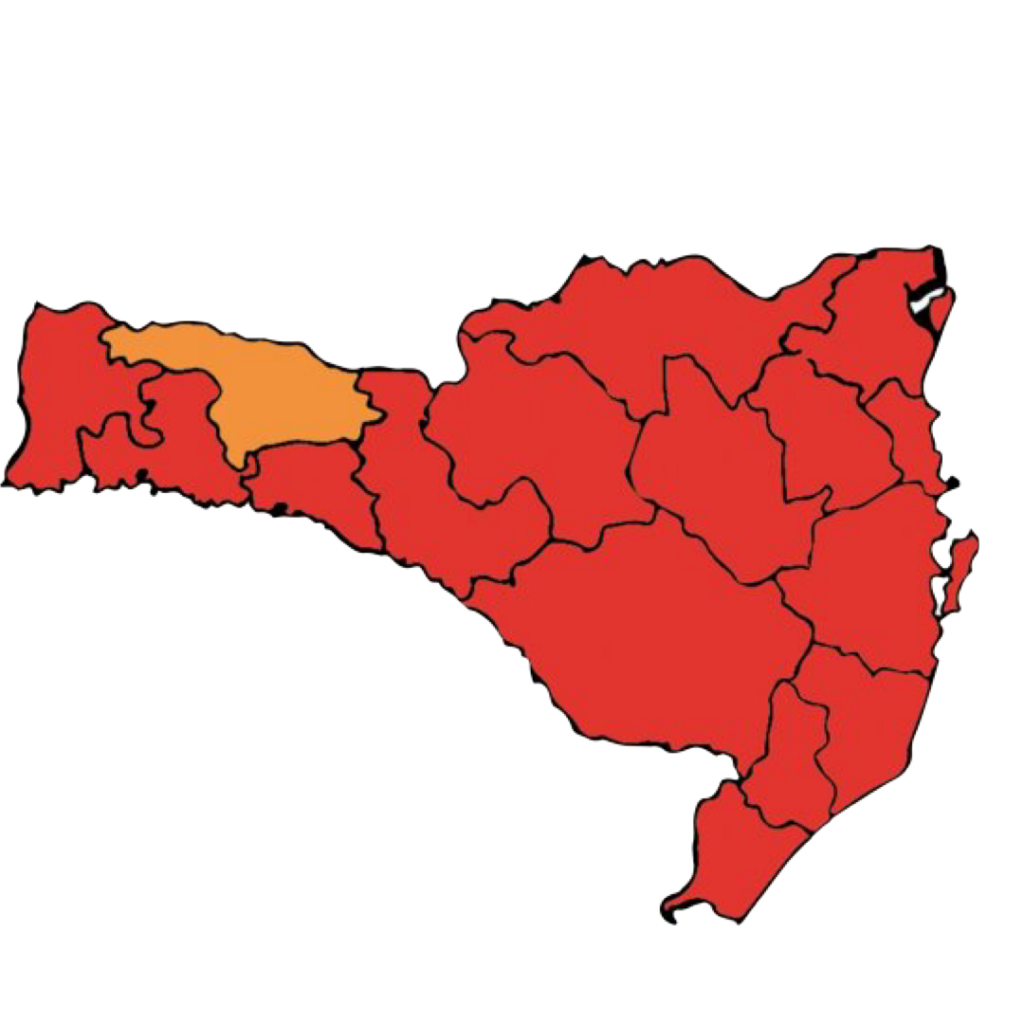 Mapa de Risco: Xanxerê é a primeira cidade do estado a ir para o nível grave(cor laranja)