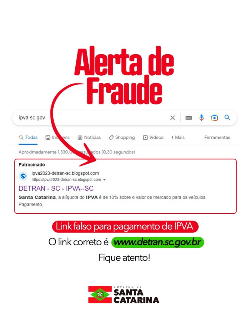 Alerta de Golpe: Site falso do Detran em SC oferece desconto no IPVA