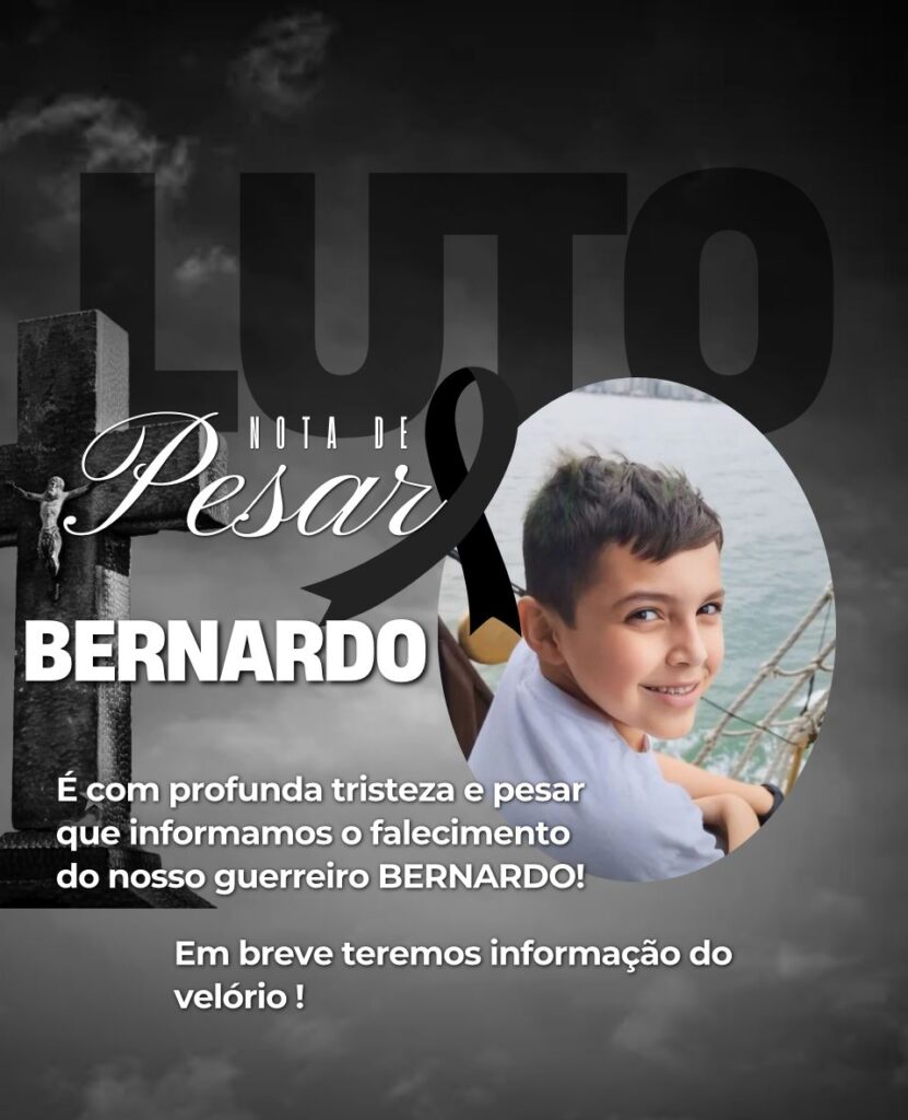 Morre menino Bernardo vítima da explosão numa oficina de motos